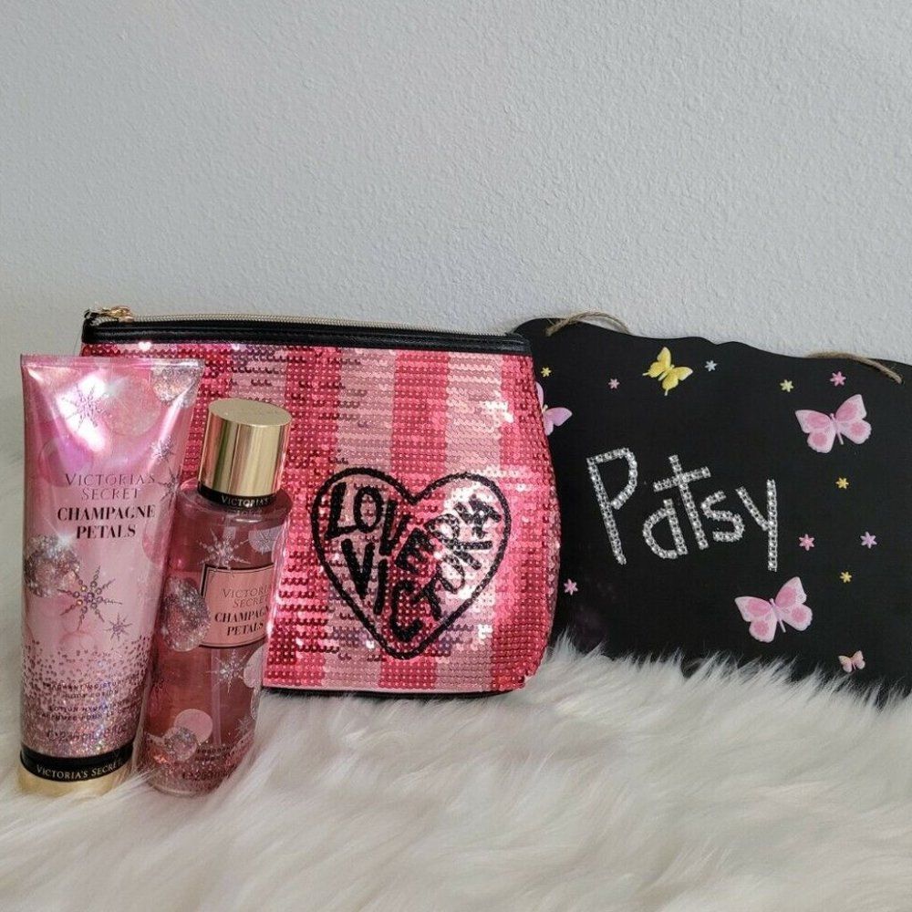 VICTORIA'S SECRET CHAMPAGNE PETALS & BODY MIST 8.4 OZ & LOTION LIMITED EDIT SET